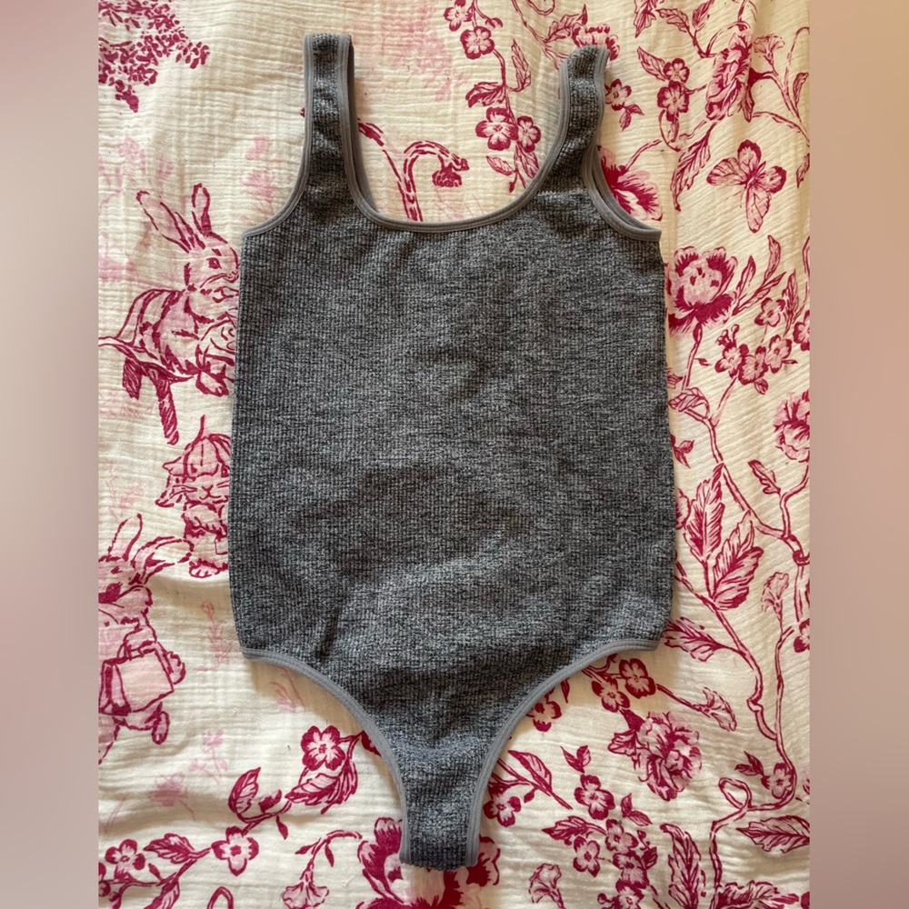 Colsie Gray Ribbed Tank Bodysuit